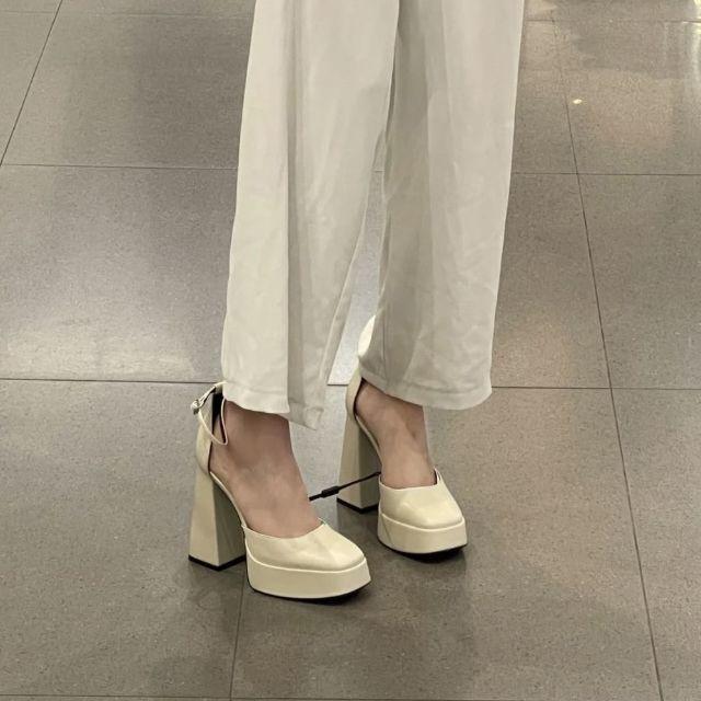 Mary Jane shoes feel classical Brock shoes super high heels shallow summer design simple French