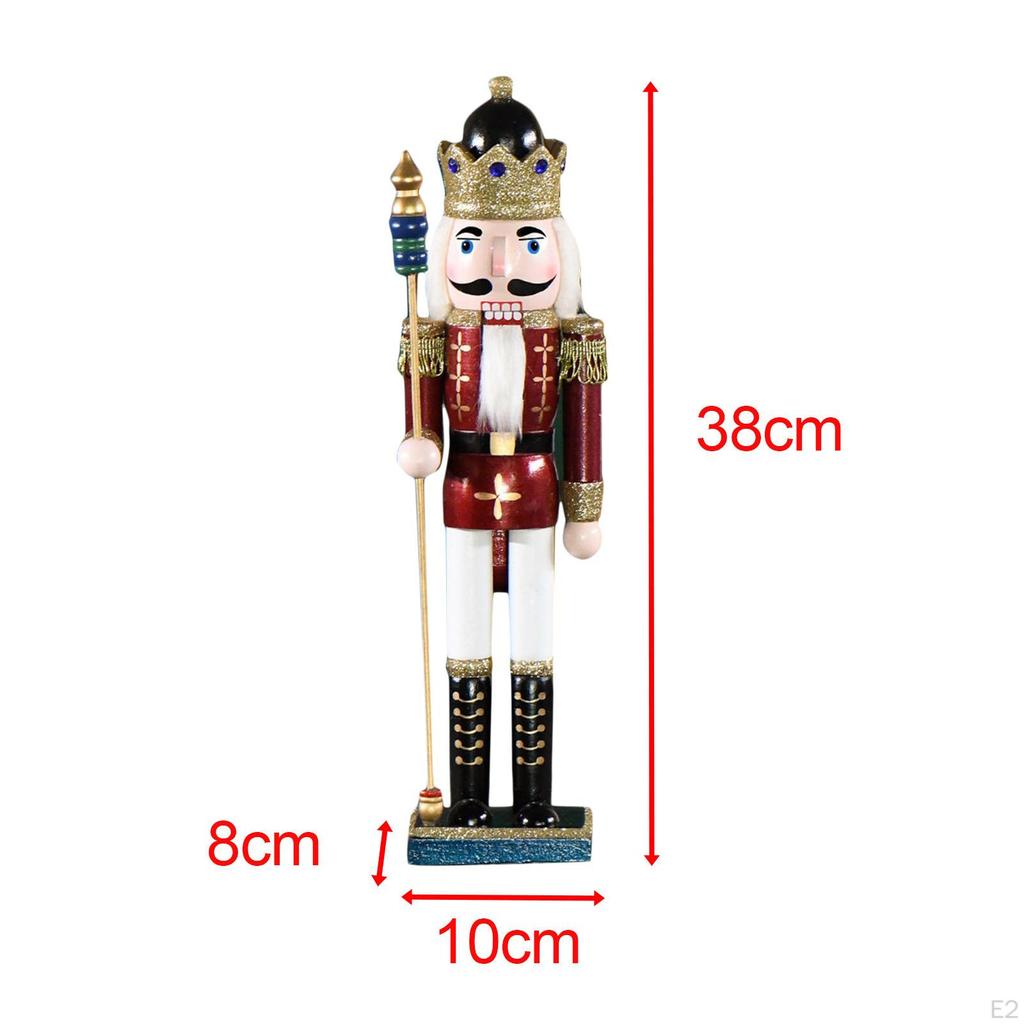 14.96inch Wooden Nutcracker Ornament Puppet Toy for Living Room Desktop Party Decor