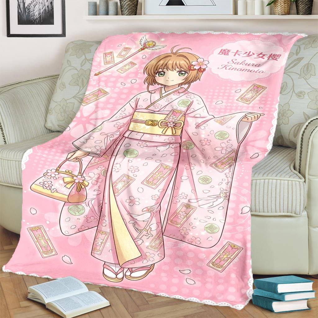 Cardcaptor SakuraComfortable Warm Print Flannel Blanket for Chairs, Sofas, Beds, Bedrooms, Travel, Picnics-kwq104