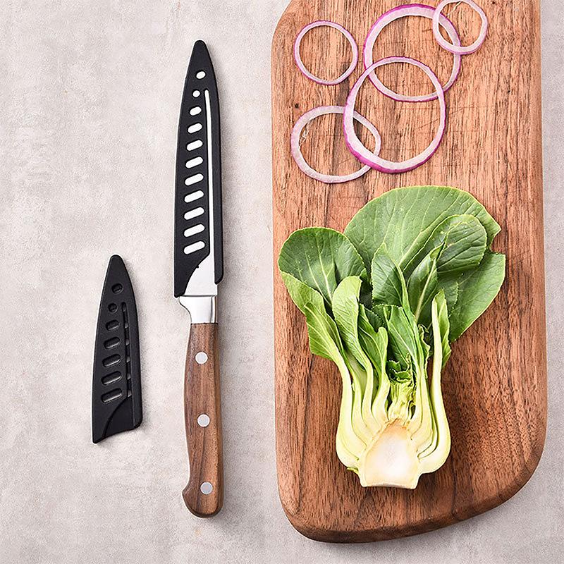 Kjøkkenknivslire Svart plastknivdeksler Knivbladbeskytterdeksel Kantbeskyttere Etui Utbening Frukt Brød Kokkeknivverktøy