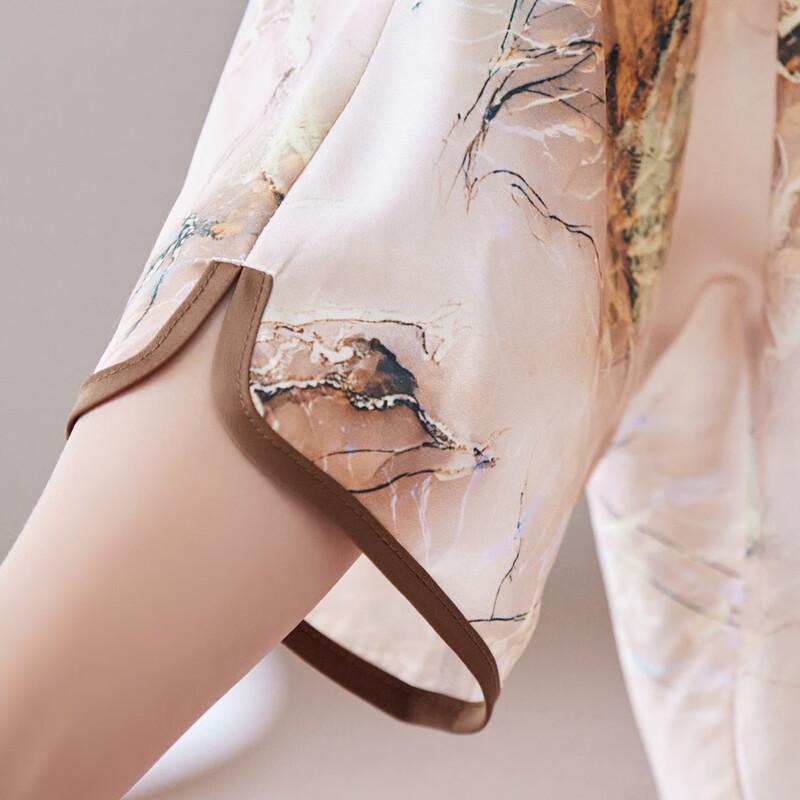 Paster Women's Summer Chinese Style Frog Button Floral Set