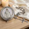 Trendiges Öl-Drip-Lettering Jungfrau Maria Offene Schachtel Rose Perlen Wundermedaille Jesus Kreuz Armband