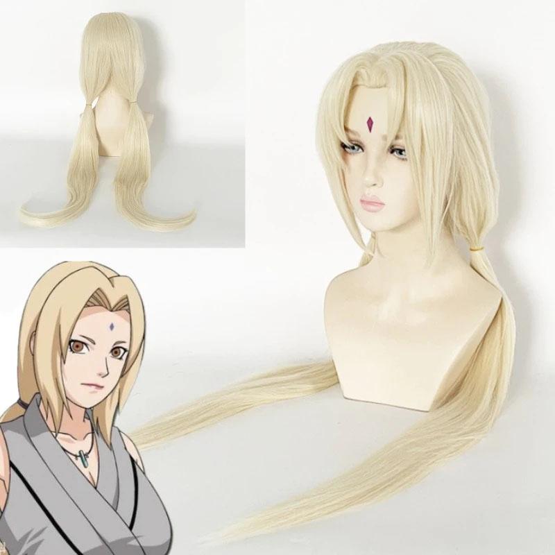 Tsunade Cosplay Kostuum Japanse Anime Cartoon Meisjes Vrouwen Kimono Halloween Karnaval Pak Tsunade Pruiken Anime Blond Lang Haar M beige