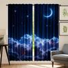 Moon and Star Art Pattern Print Drapes Room Darkening Window Curtains for Home Decor,Rod Pocket Blackout Curtains Bedroom