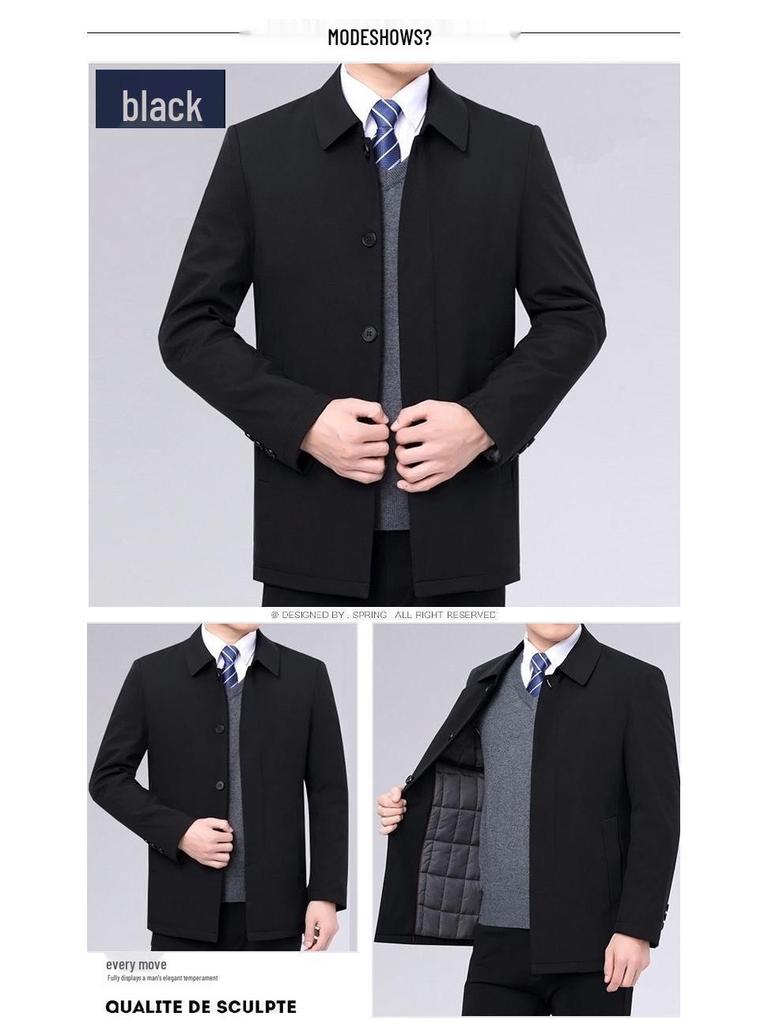 Men's Cotton Jacket: Spring/Autumn/Winter Casual Outerwear for Middle-Aged and Elderly, Loose Fit with Buttons for Dads.