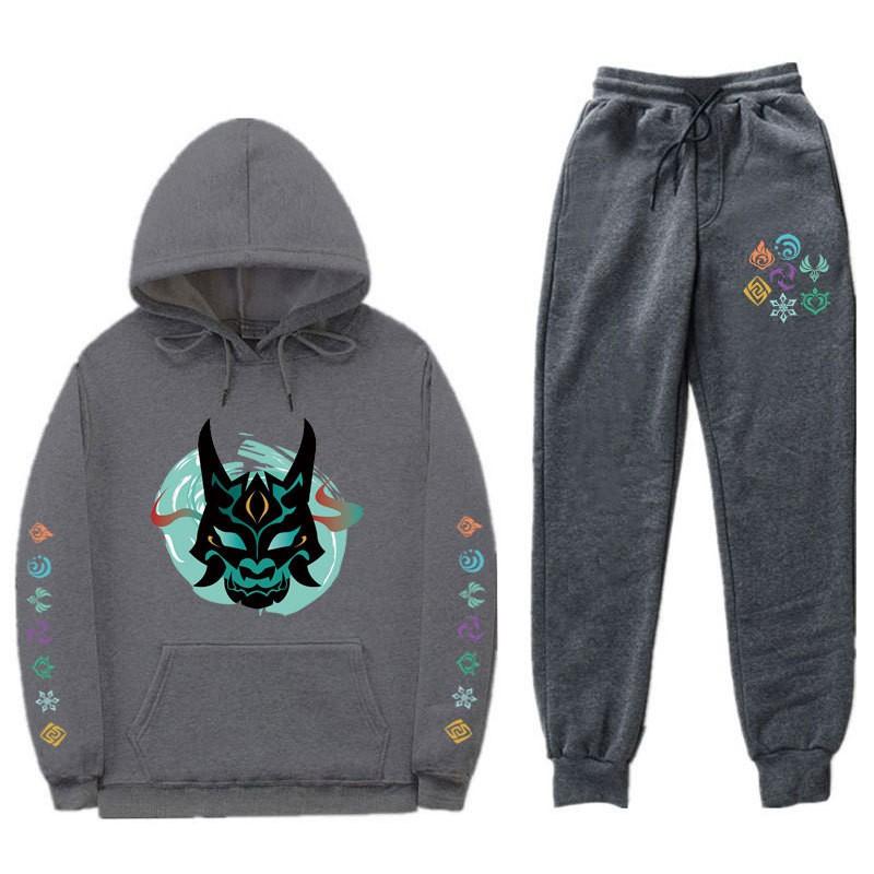 Mens Casual Hooded Sweatshirt Set With Slim Fit Jogger Pants Daily Wear Light Exercise