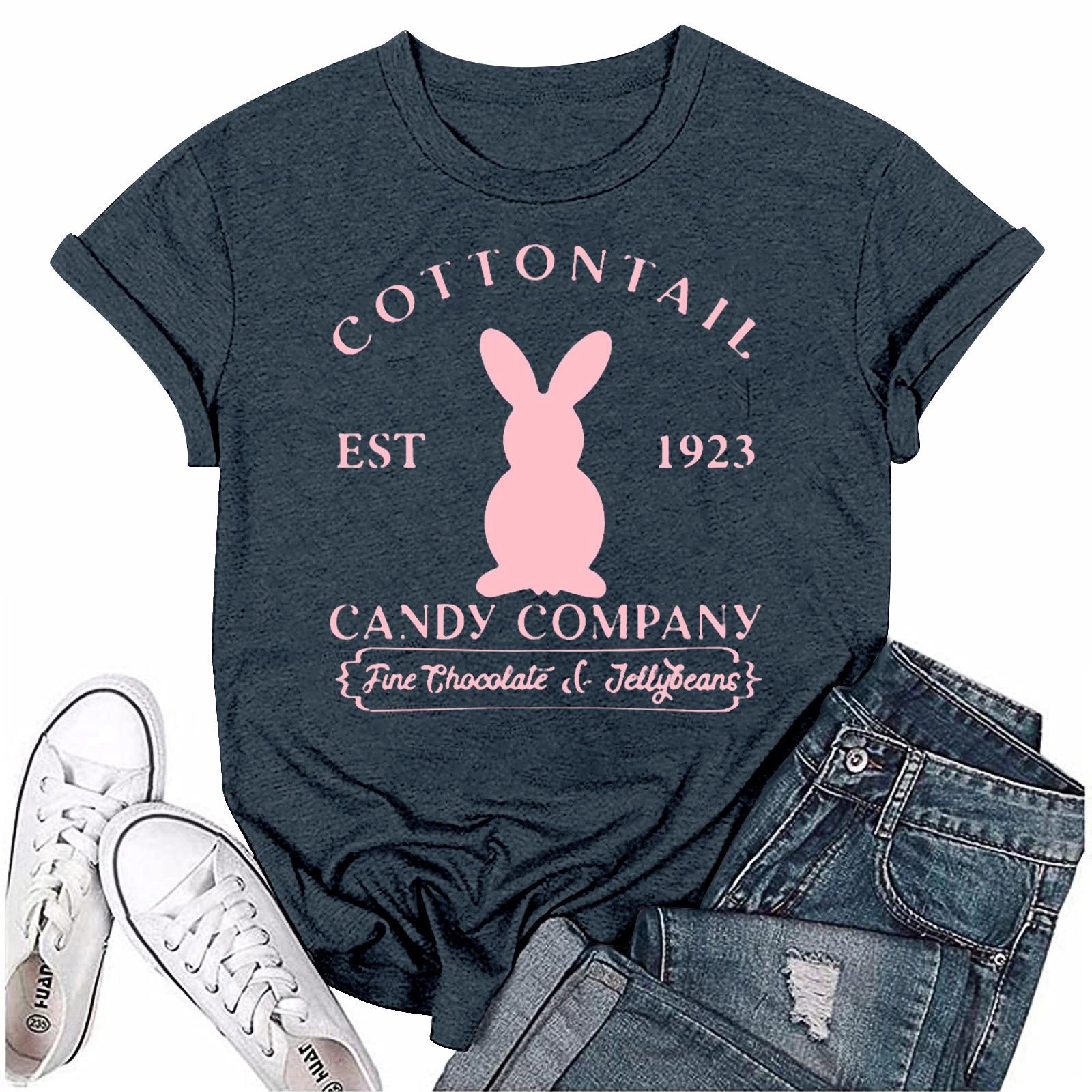 

Женская модная пасхальная принтованная повседневная плиссированная круглая футболка с коротким рукавом S