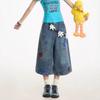 Women's High Waist Straight Leg Denim Capri Pants Casual Loose Summer Cropped Jeans