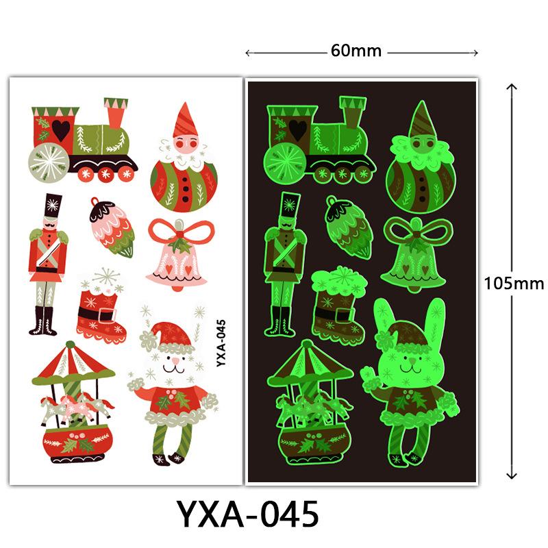 Christmas Luminous Tattoo Sticker Glowing Waterproof Sweat Cute Cartoon Holiday Party Temporary Sticker