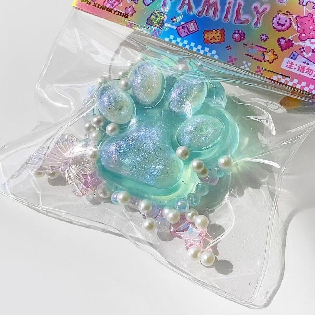 Tpr Purple Crystal Cat Paw Stress Relief Toy For Kids And Teens