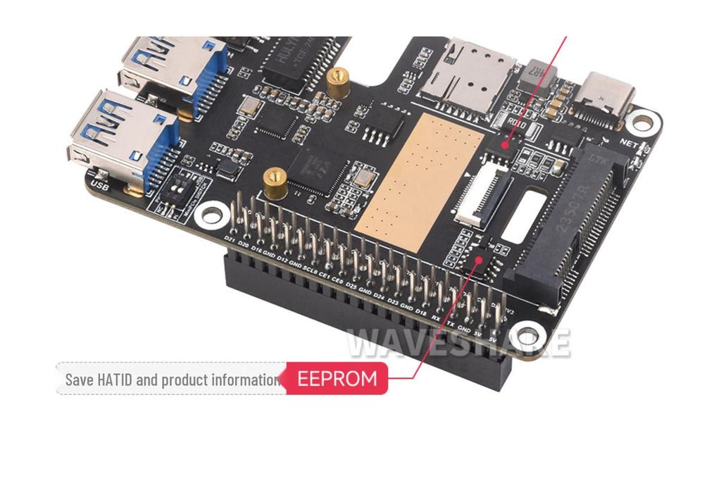 Raspberry Pi 5 PCIe to MiniPCIe Gigabit Ethernet Adapter with USB 3.2, Driver-Free Plug-and-Play
