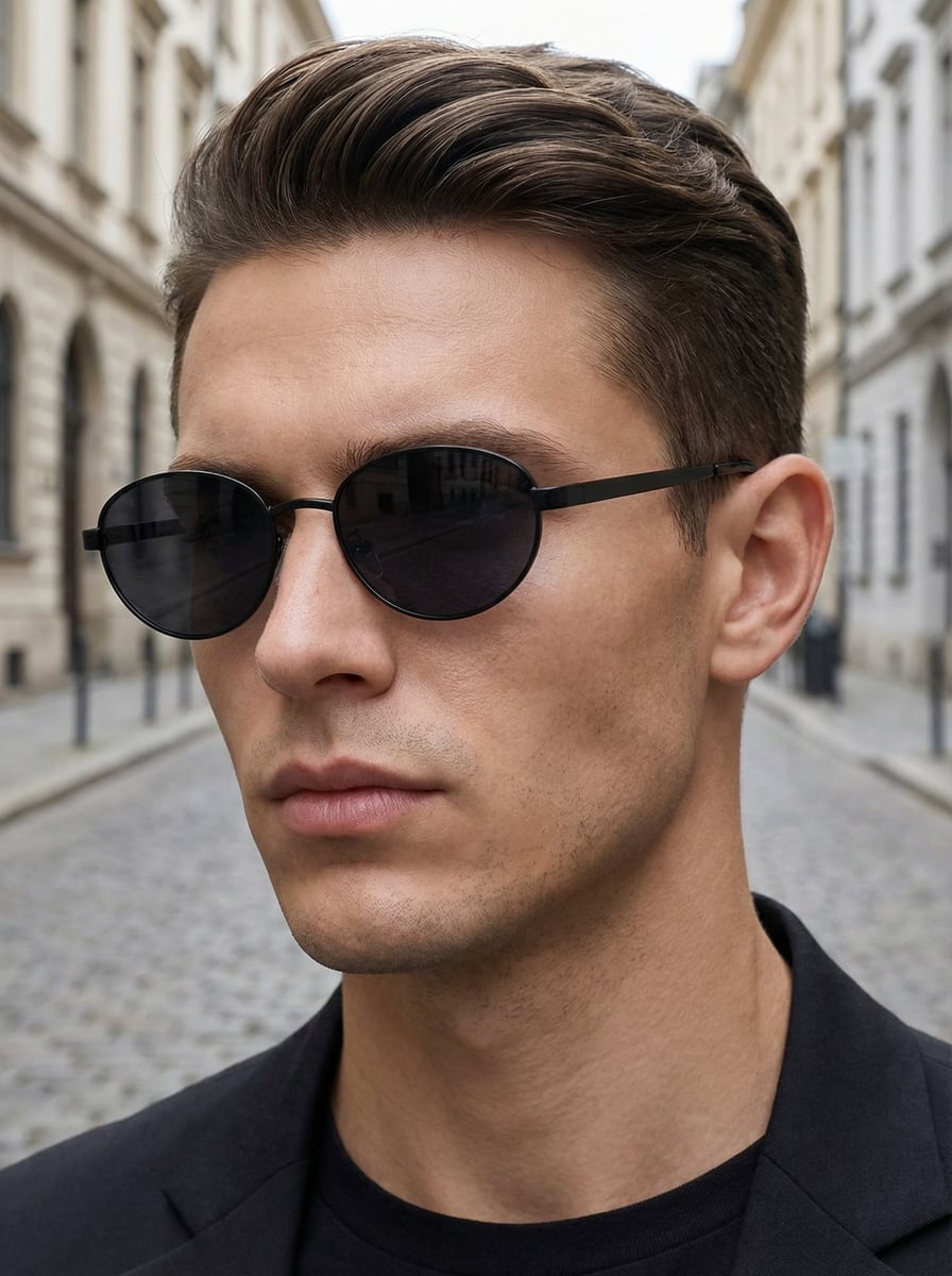 

Men s Metal Full-Rim Geometric Frame Casual Elegant Fashion Glasses чёрный