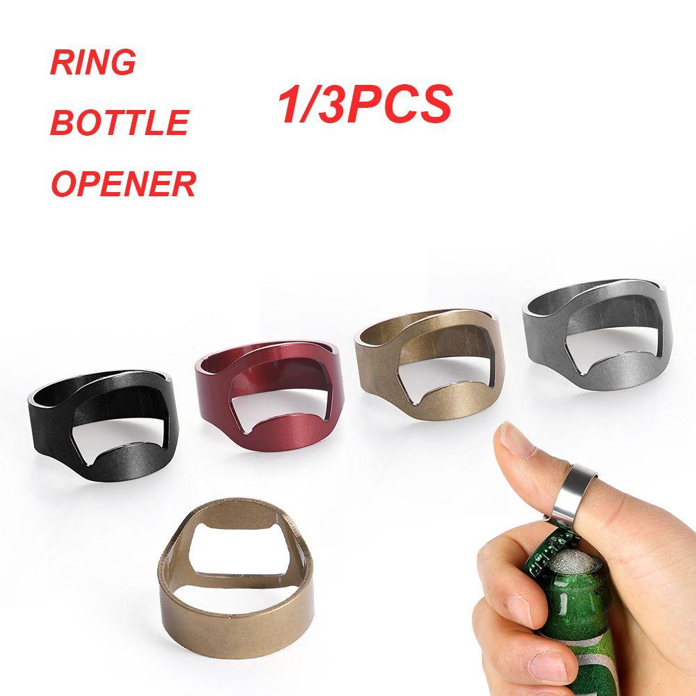1/3PCS Silver Bar Supplies Stainless Steel Gadgets Beer Bottles Opener Kitchen Tool Finger Ring Openers
