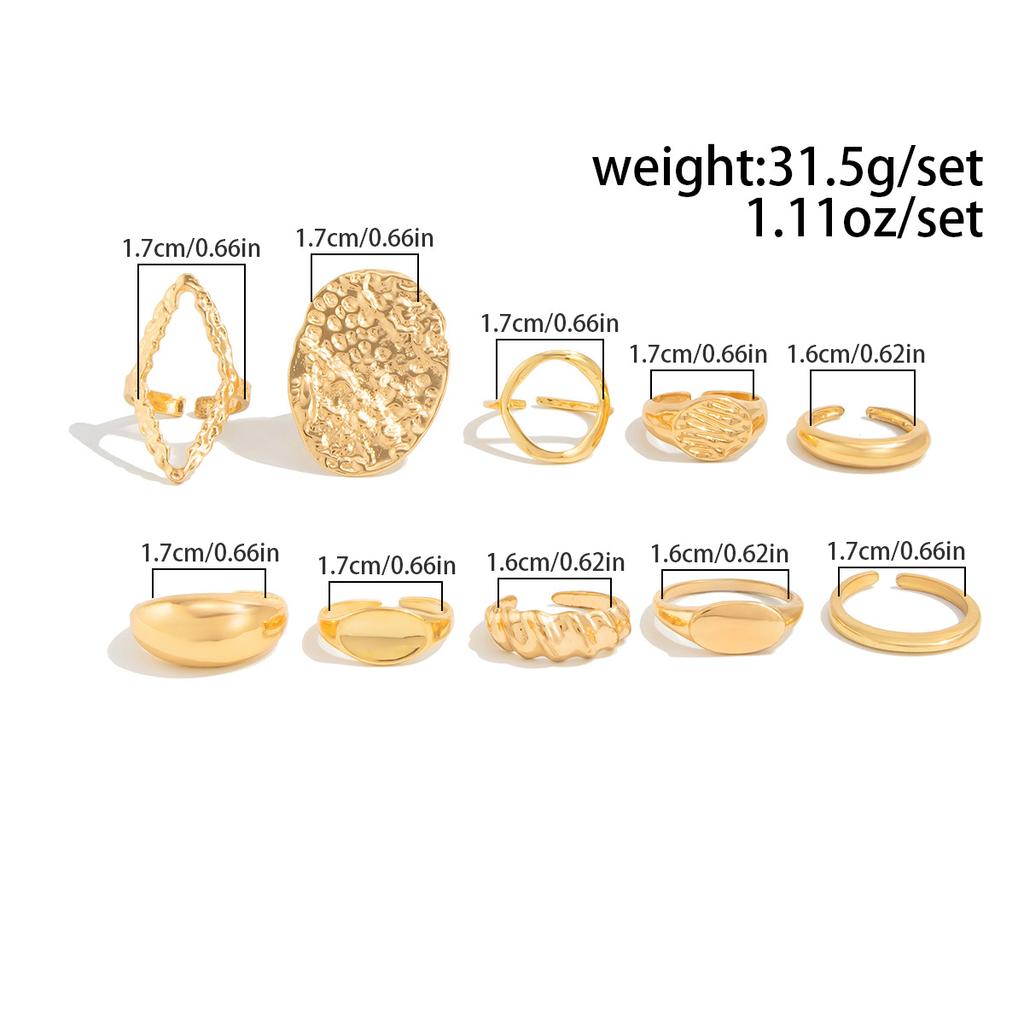 Irregular Exaggerated Punk Retro Ring Set Boho Hollow Out Jewelry Gifts Accessories for Woman Girl Geometric Metal Opening Rings Gold Silver Color