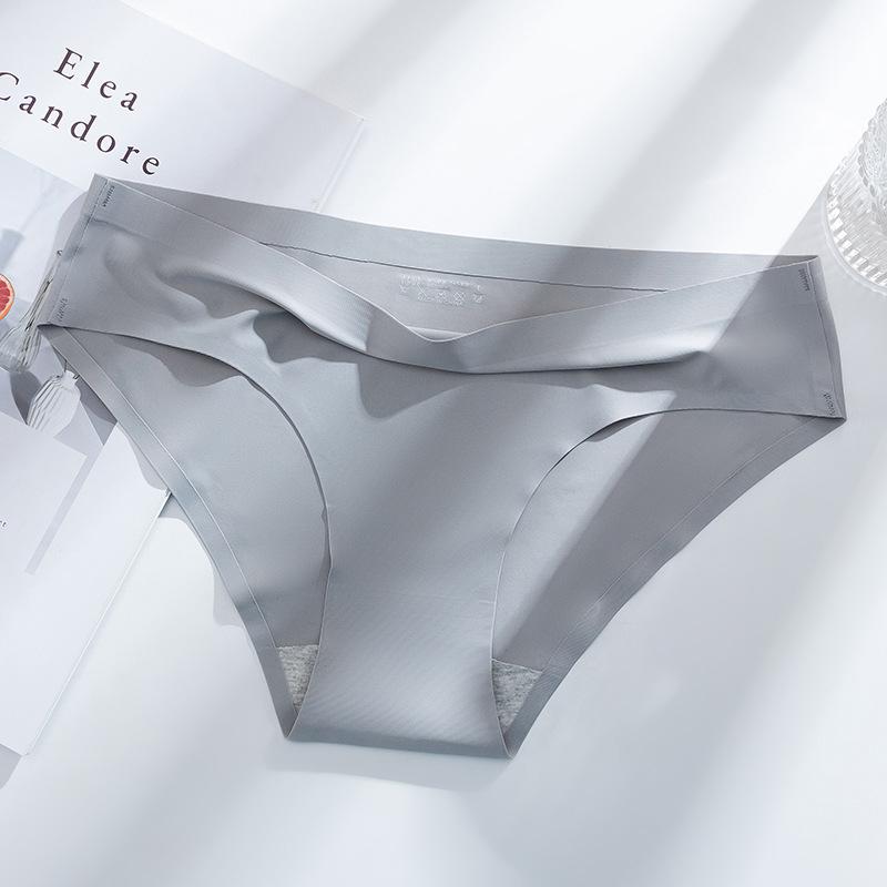 ### Women's Seamless Ice Silk Mid-Waist Panties: Breathable, Comfortable, Quick-Drying with Pure Cotton Crotch