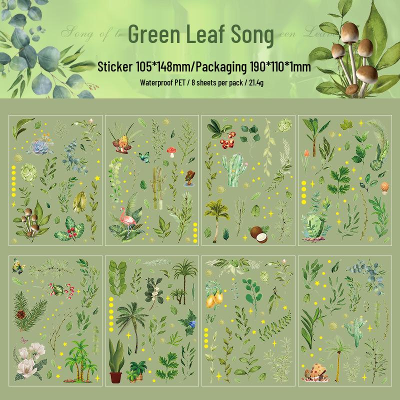 Song of the Forest Waterproof PET Sticker Pack: Retro DIY Journal Material Stickers