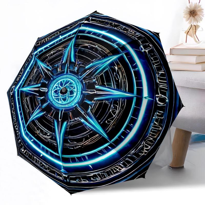 Floral Harmony A Circular Arrangement Of Vibrant Flowers And Birds Automatic Umbrella With Folding Feature Compact 8Rib Design Compact Design Travel