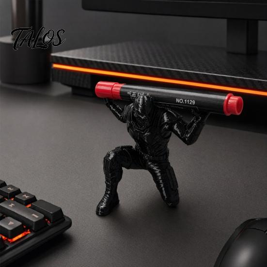 Tactical Hero Pen Stand, 3D Printed Desk Organizer, Action Figure Pencil Holder for Office, Collectible Gift