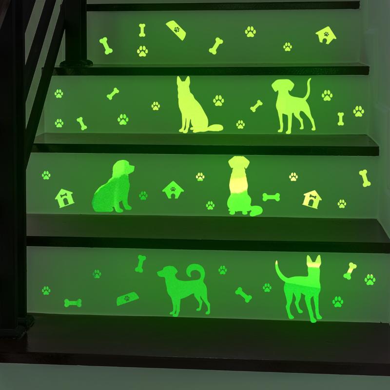 Glow in the Dark Dinosaur Footprint Wall Stickers for Kids Bedroom Removable Self Adhesive DIY Home Decor Decals for Nursery Playroom