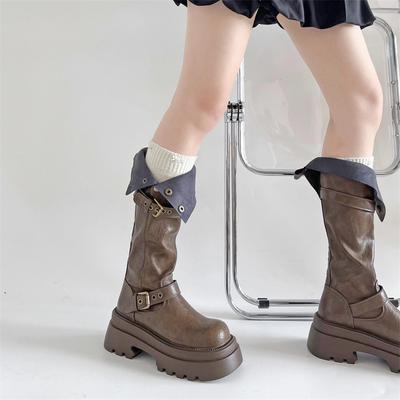 Retro But Knee Thick-soled Boots for Women's 2025 New Autumn and Winter Explosions Show Thinness, Small Height, Knight Boots