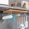 Stainless Steel Under Cabinet Hanging Organiser For Kitchen Pot Lid Rustproof Cutting Board Holder with Hook