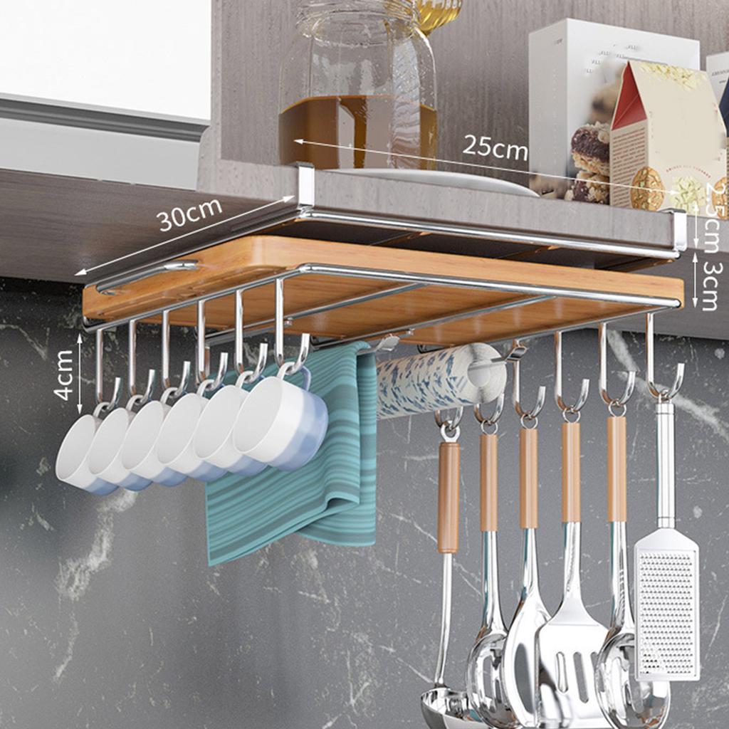 Stainless Steel Under Cabinet Hanging Organiser For Kitchen Pot Lid Rustproof Cutting Board Holder with Hook