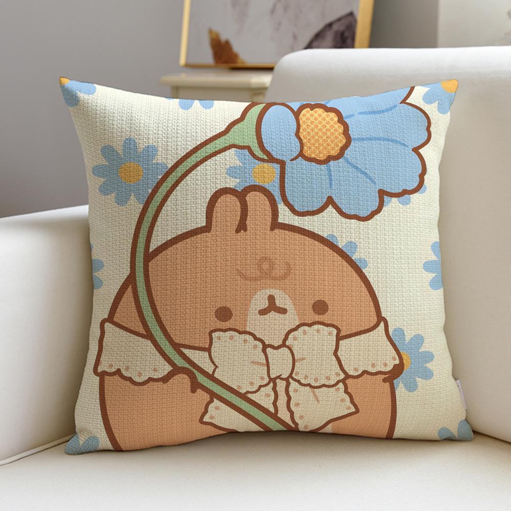 Round MMolangS Cushion Cover Breathable and skinfriendly linen pillowcase square removable and washable cushion