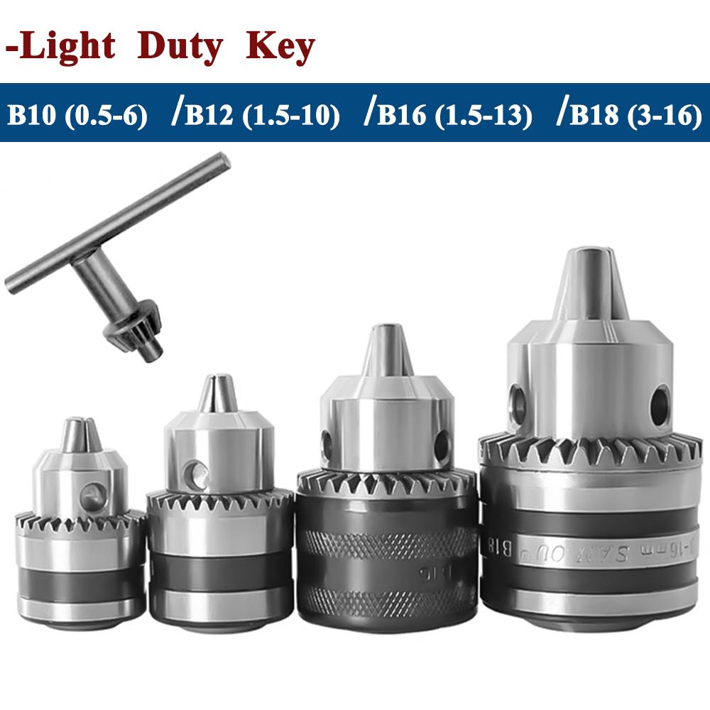 MT2 MT3 MT4 B10 B12 B16 B18 Light Duty Key Drill Chuck 0.6-6mm 1.5-13mm 1-10mm Taper Arbor CNC Machine