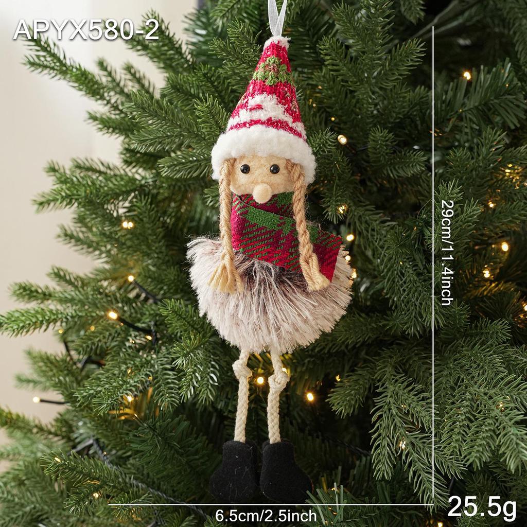 Snowman and Santa Plush Christmas Tree Ornaments