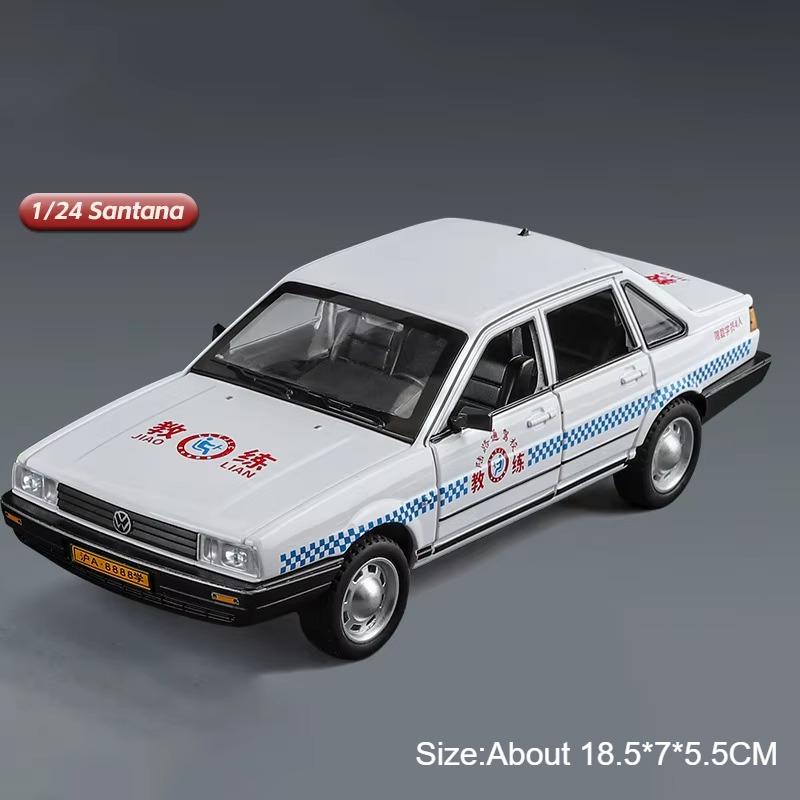 1:24 Retro Santana Model Auta Hračka Otevírací Dveře Zvuk Světlo Policejní Auta Slitina Tlakově Odlitý Autobus Modely Vozidel Kolekce Dárky pro Děti
