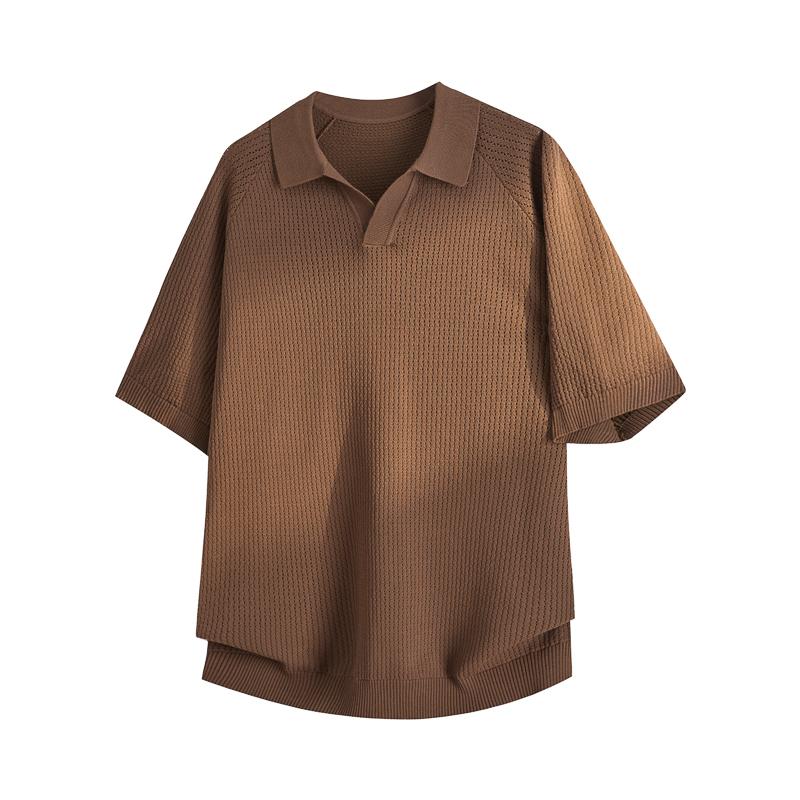 

Nude Skin Feeling Cool Silk Breathable Fashionable Knitted POLO Short Sleeves 2XL хаки