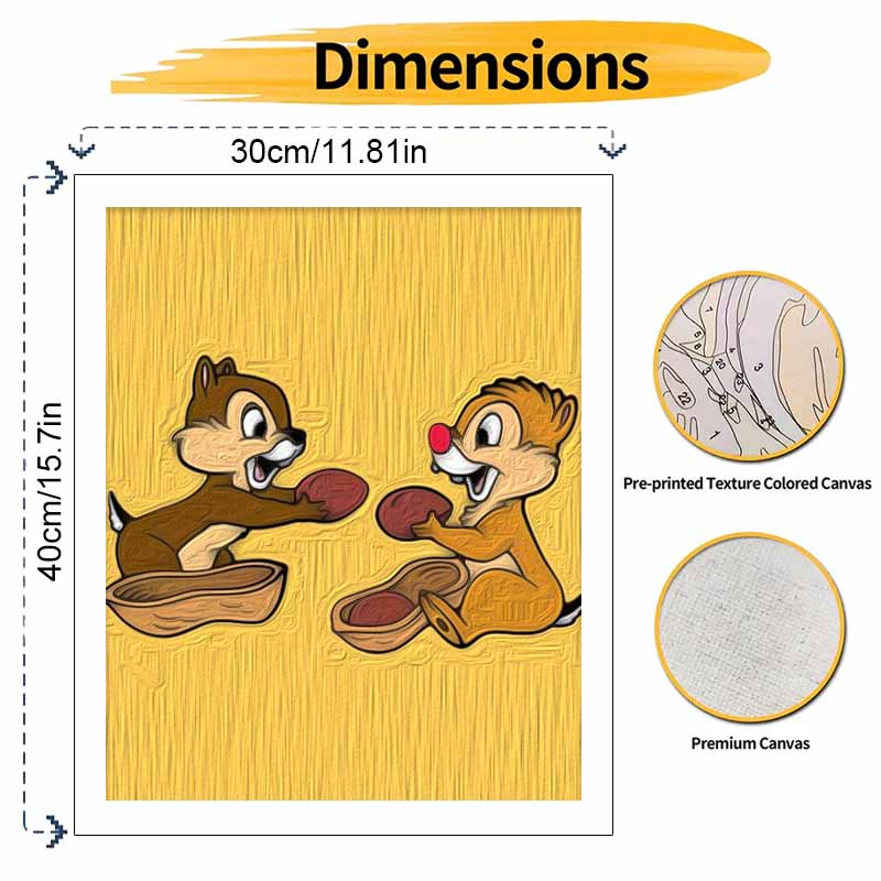 Disney Chip 'n Dale Oil Paint by Numbers Painting Kit Handmade Diy Home Decor Gifts Wall Art Canvas Painting for Living Room Decor