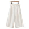 Johnature Women Vintage Wide Leg Pants Summer Chinese Style Elastic Waist Solid Color Trousers Loose Casual Pants