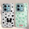 Retro Green Love Heart Bow Feather Texture Phone Case for Xiaomi Mi 13T 14T Pro 11 Lite NE 5G Couple Shell Silicone Bags Cover