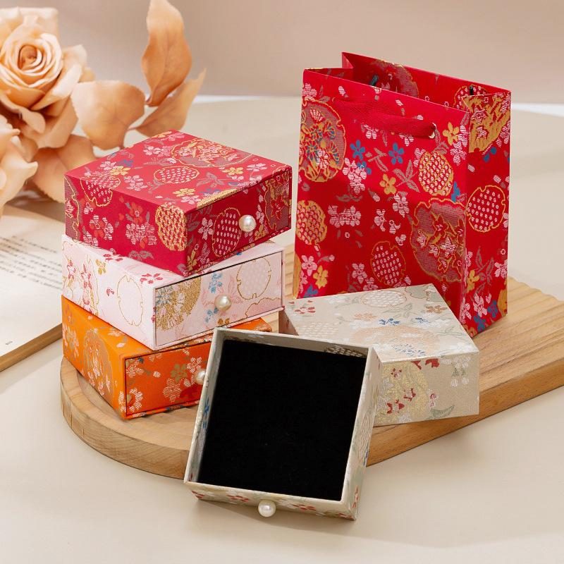 1Pcspaper Jewelry Holder Floral Chinese Jewelry Box Drawer Jewelry Packaging Exquisite Wedding Gift Box For Wedding Gift