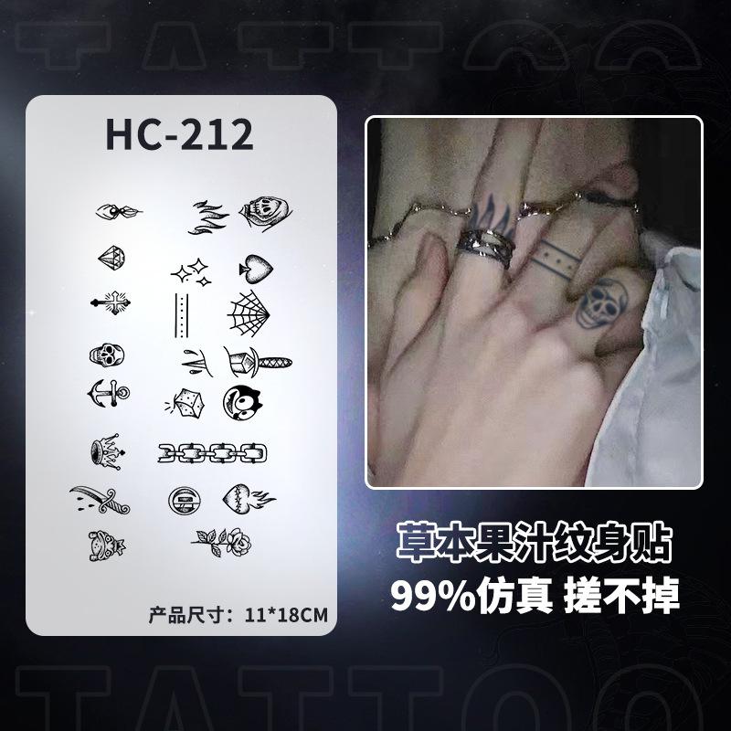 Finger Tattoo Sticker Waterproof Long-Lasting, Juice Semi-Permanent Realistic Small Pattern for Hand & Wrist