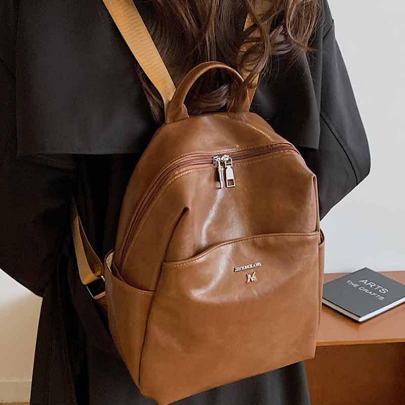 Simple and large-capacity travel backpack women's bag 2025 new fashion casual backpack retro student schoolbag