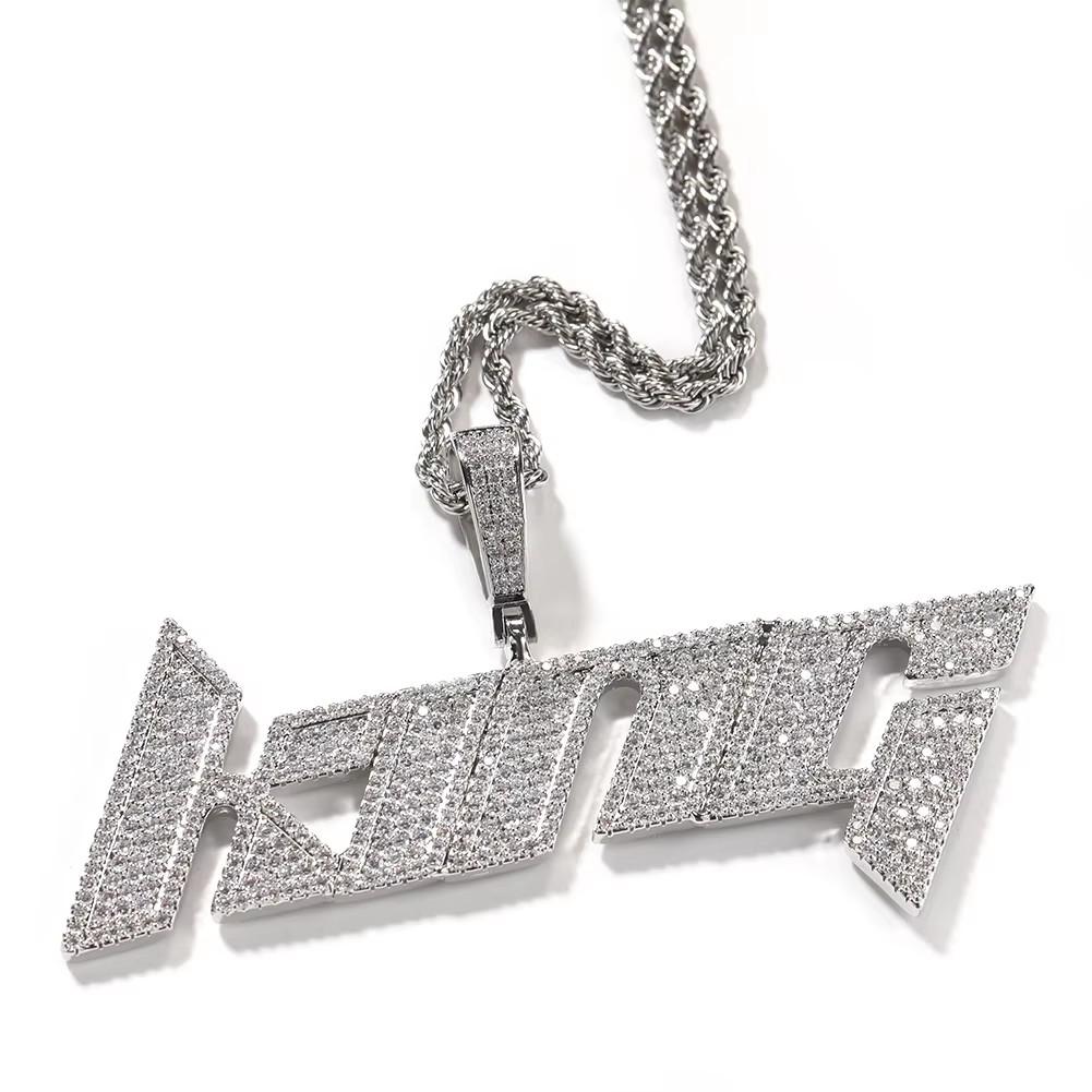 New Design Custom Letter Name Pendant Fashion Necklace Full CZ Bling Diamond Necklace Rapper Women Man Jewelry