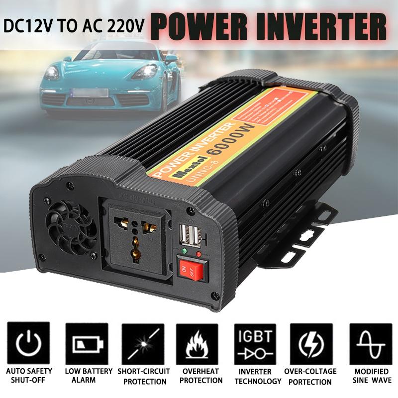 6000W Solar Power Inverter 12V DC To 220V AC Modified Sine Wave Multifunctional Inverter