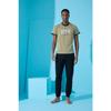 Khaki State bedrucktes, kurzärmliges Herren-Pyjama-Set mit Bündchen