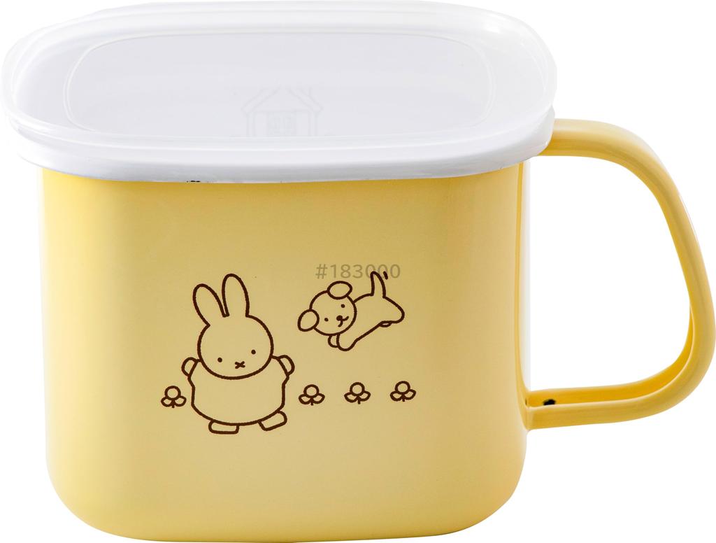 Fuji Enamel Miffy Pastel Miso Storage Container, Square, Fits Miso Pot, Yellow, Chest of Drawers