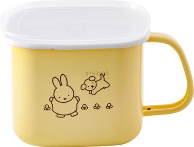 Fuji Emaliowany Pojemnik do Przechowywania Miso Miffy Pastelowy, Kwadratowy, Pasuje do Pojemnika na Miso, Żółty, Komoda