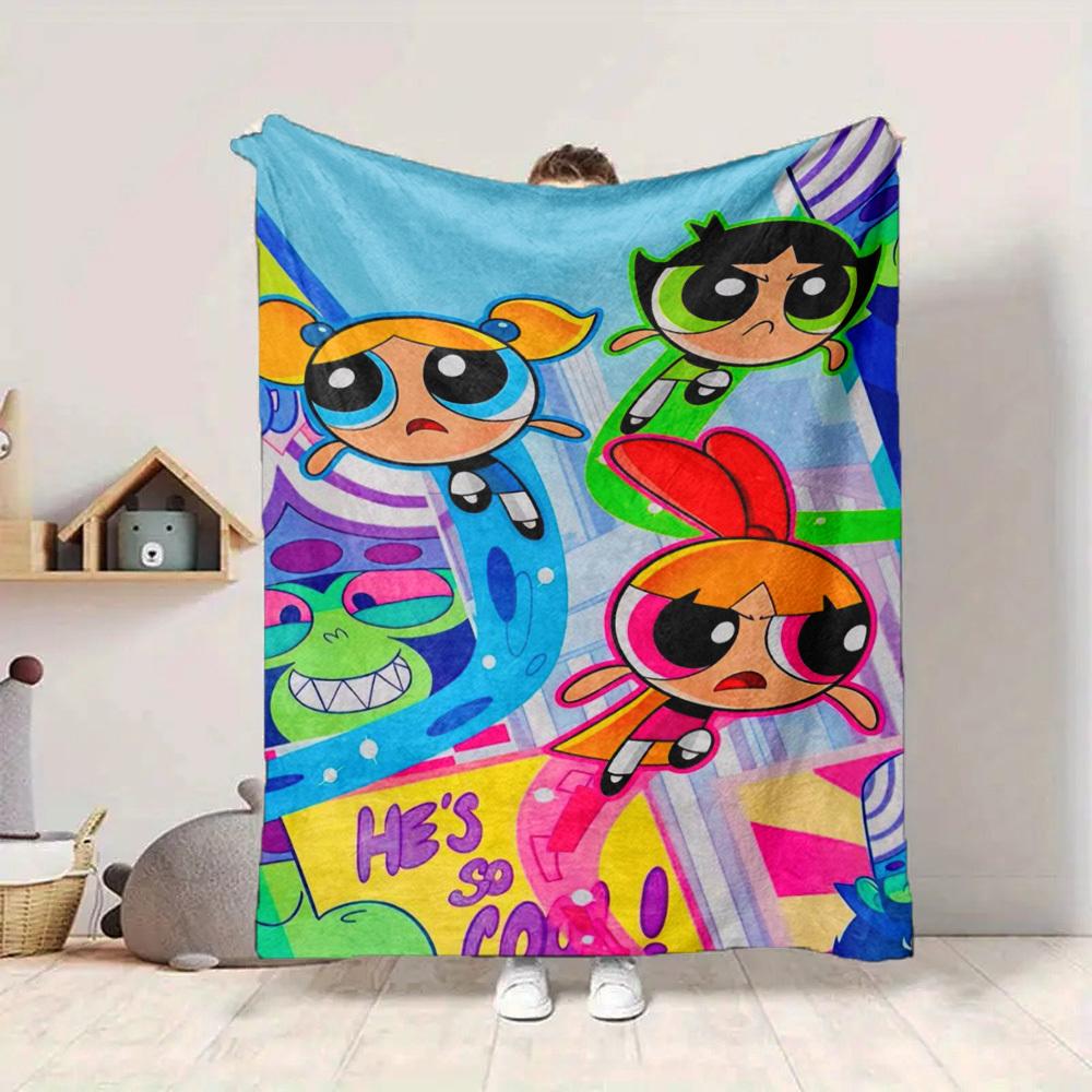 1PC Powerpuff Girls Blanket Lightweight Flannel Throw Blanket for Sofa, Bed, Travel, Camping, Livingroom, Office, Couch