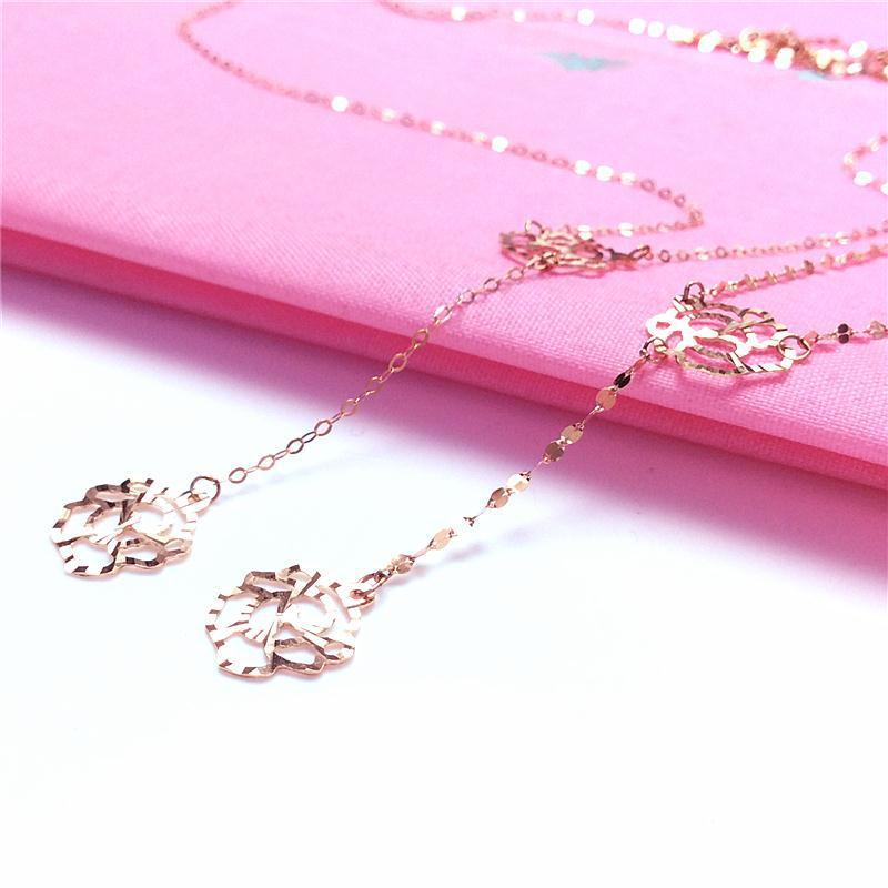 Purple Gold Rose Necklace, Simple Temperament Rose Gold Plated Collarbone Chain