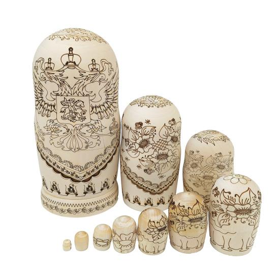 10Pcs/Set Russian Nesting Doll 10 Layers Handmade Wooden Matryoshka Girl Stacking Toy Home Office Desktop Decoration Ornament