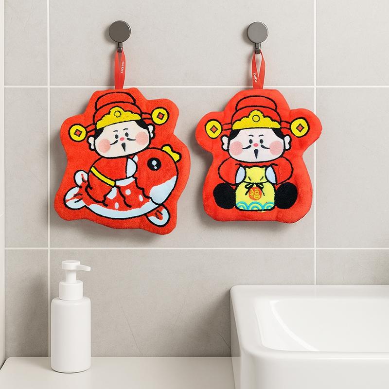2026 Spring New Year Hand Towel  Cartoon Washing Towels for Bathroom Kitchen  Horse Year Spring Festival Decoration