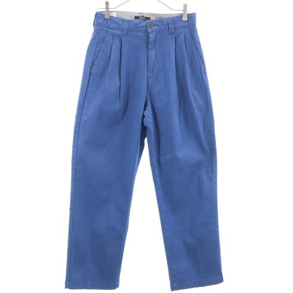unused Johnbull Tucked Trousers Denim pants S Blue Tapered Wide Stretch Men's Used