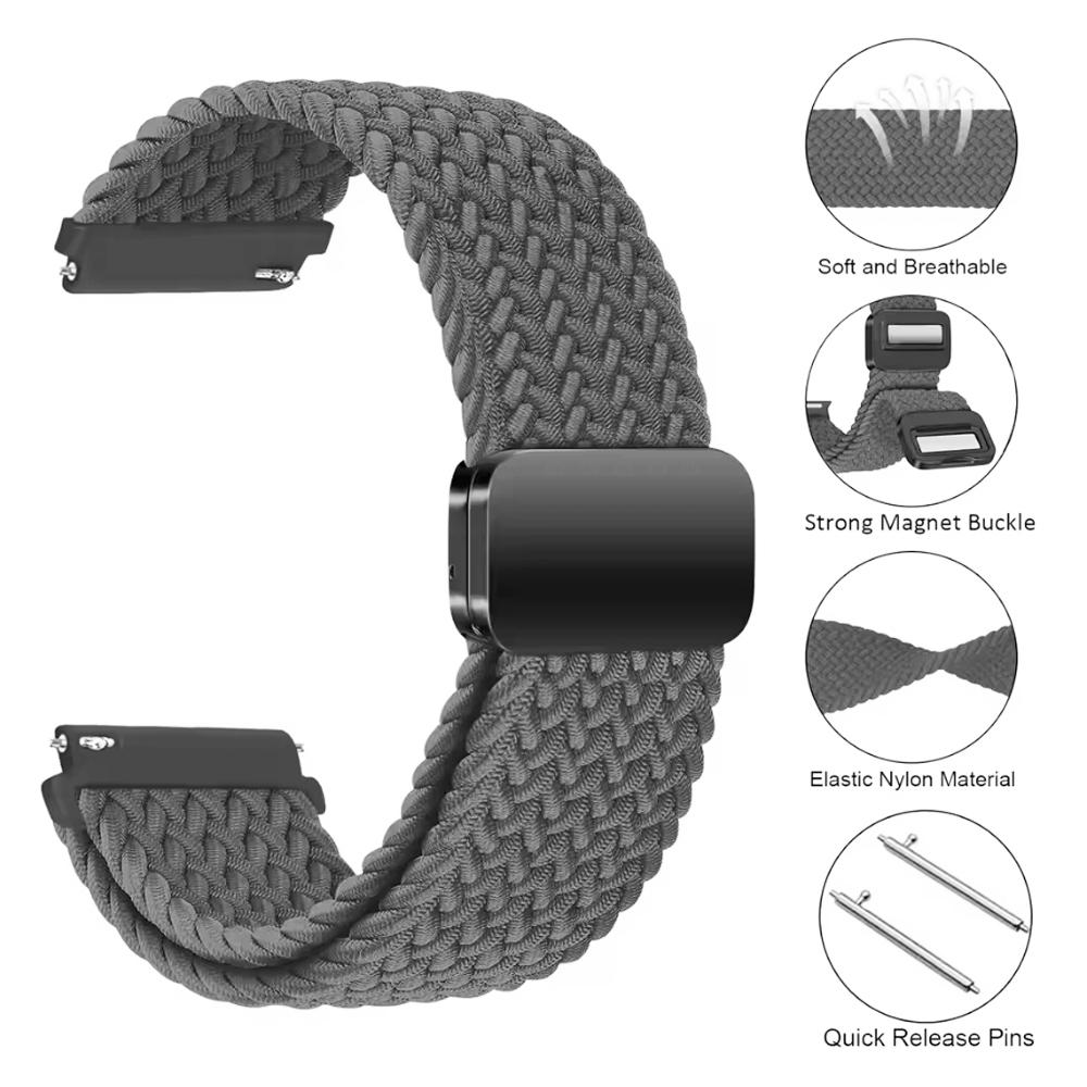 Magnetic Strap for Amazfit BALANCE 2/GTR 4 3 Pro/GTR 2 2e Braided Band for GTS 4 2mini/Bip 6 5/Stratos 3 Nylon 20/22mm Bracelet