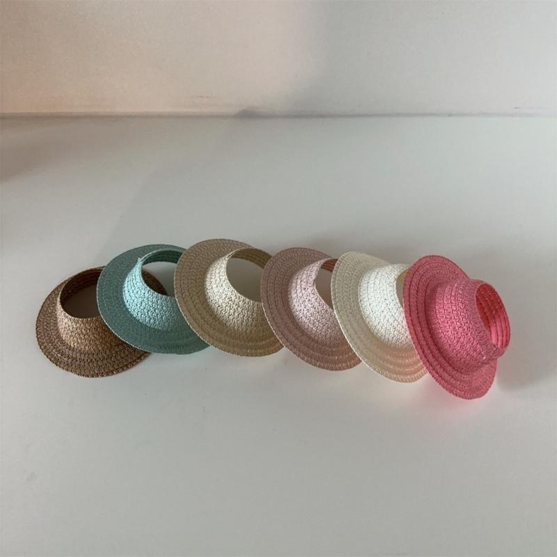 Doll Sun Hat With Ear Cutouts Empty Top Straw Hat  For Costume Cosplay Decorative Party Accessory In Assorted Color