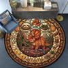 Dinosaur Adventure Glass Round Area Rug Under Office Chairs Bedroom Living Room Home Decor
